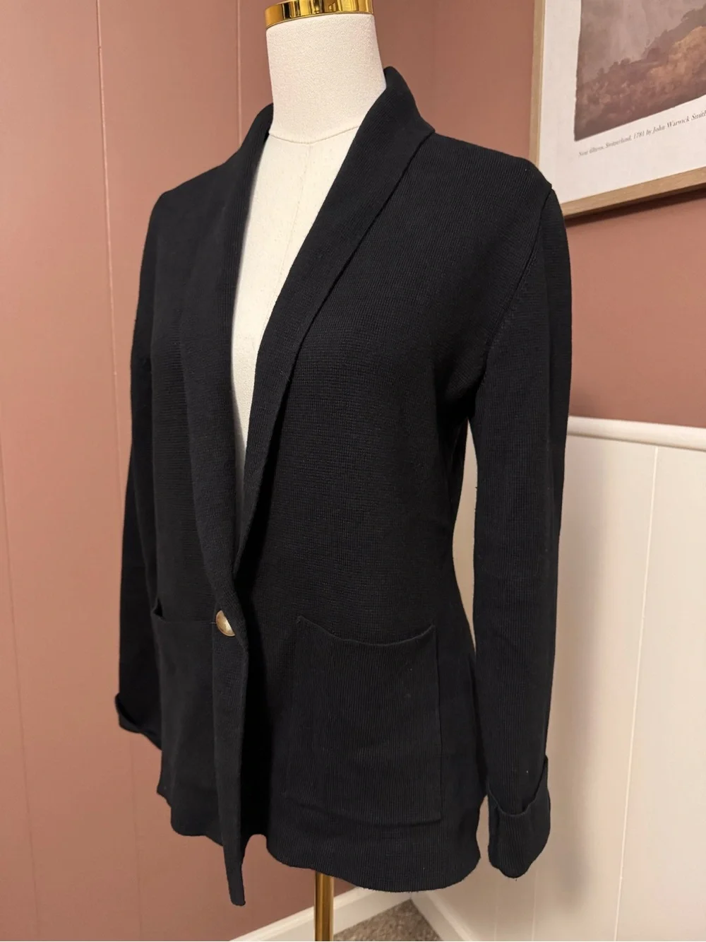 Summersalt Ribbed Shawl Collar Sweater Blazer